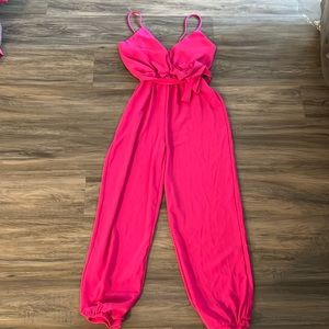 Hot pink jumpsuit